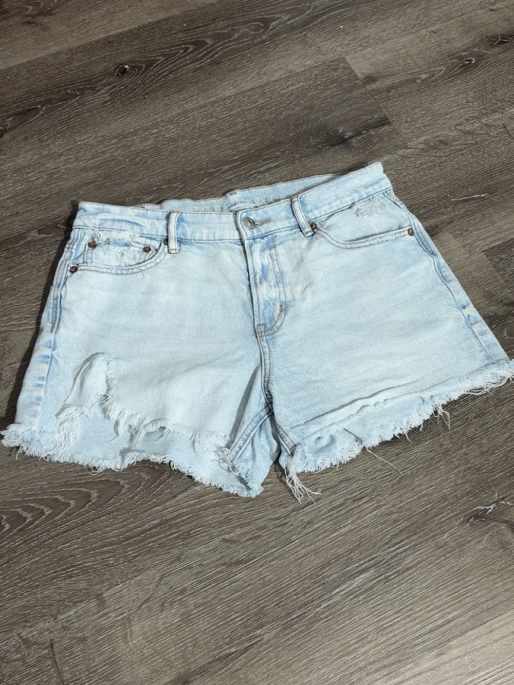 American Eagle Outfitters Light Blue Distressed Denim Shorts